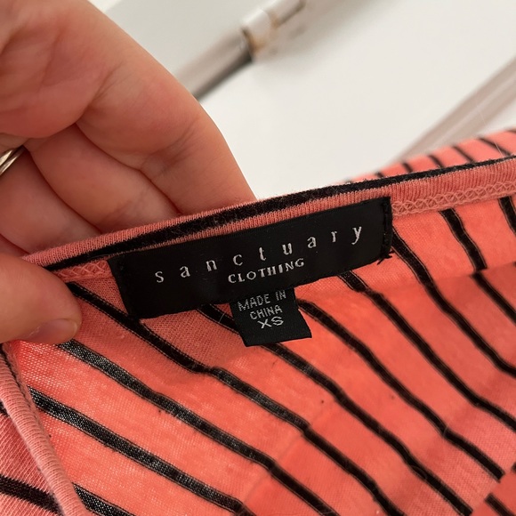 Anthropologie coral ombré stripe faux wrap low back top - Picture 3 of 3